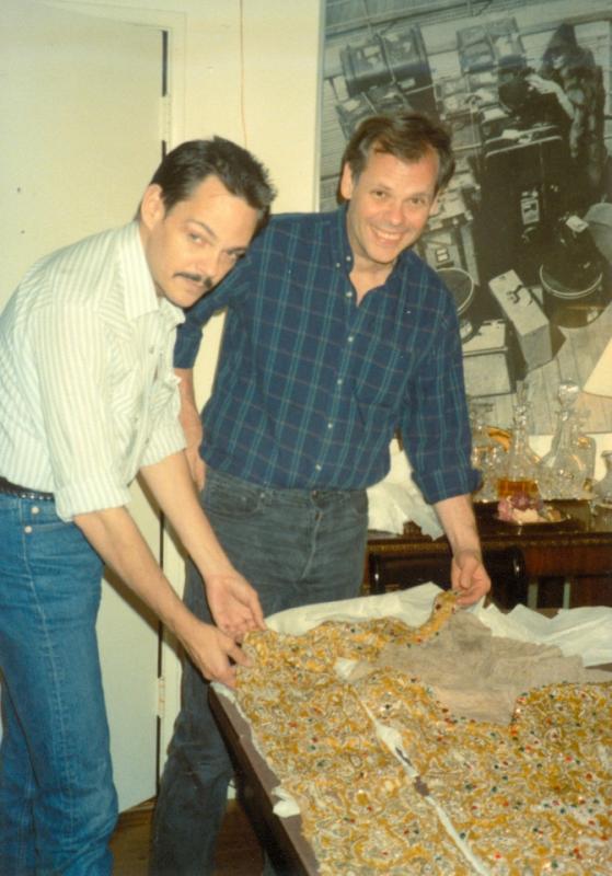Bill Thomas and Larry McQueen with the Angel gown in 1990