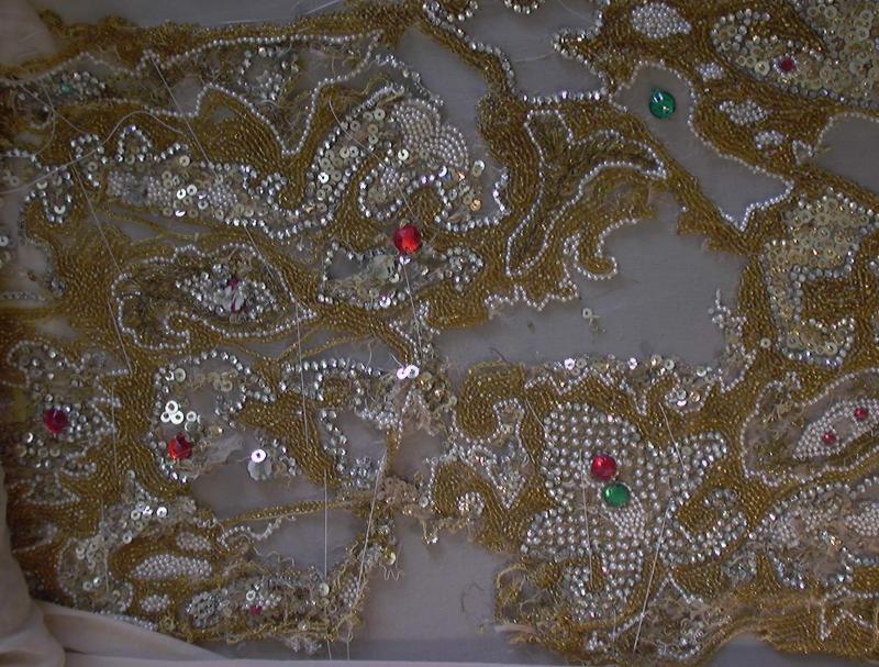 An undated closeup photograph of the stole before treatment