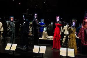 Custom mannequins include from right to left, Hello, Dolly! (1969), Pretty Woman (1990), The Wolf of Wall Street (2013), and American Hustle (2013) (AMPAS). Hollywood Costume, Gallery 4