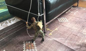 GI Joe prepares to climb (film still) GI Joe prepares to climb (film still)