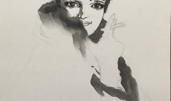 Liza Minelli (pen and ink with pencil, 2019) Liza Minelli (pen and ink with pencil, 2019)